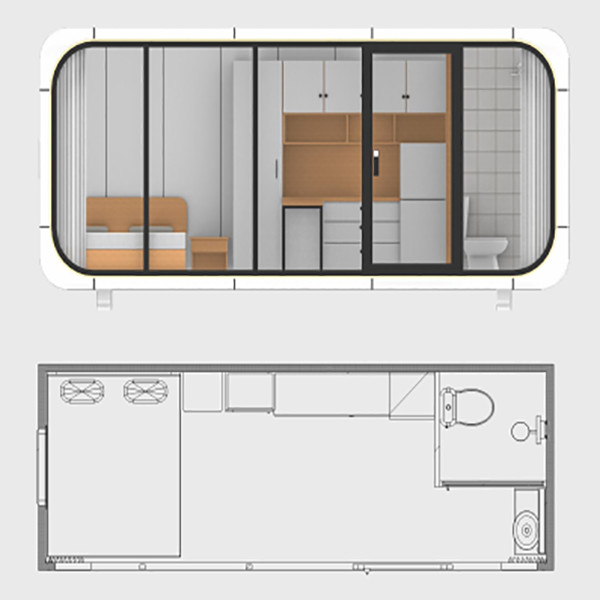 Ξύλινο Apple Cabin House 4 άτομα 2 παράθυρα Μεταλλική χαρακτική 1