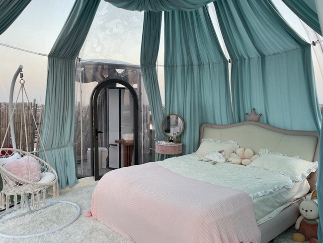 Αδιάβροχο PC Καθαρό Prefab Dome Σπίτια Fashion Star Δωμάτιο με παράθυρα και πόρτες 1